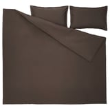 HAMPFLOCKEL Duvet cover and 2 pillowcases, brown, 240x220/50x80 cm