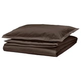 HAMPFLOCKEL Duvet cover and pillowcase, brown, 150x200/50x80 cm