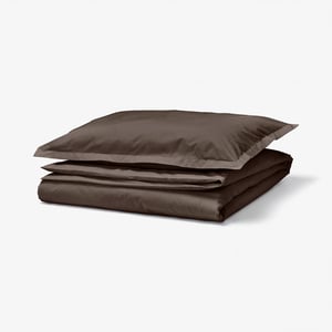 HAMPFLOCKEL Duvet cover and pillowcase, brown, 150x200/50x80 cm