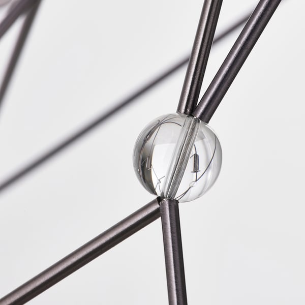 HÅRMÖJA Chandelier, 6-armed, brushed stainless steel, 62 cm