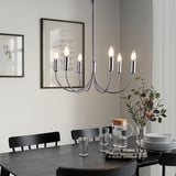 HÅRMÖJA Chandelier, 6-armed, brushed stainless steel, 62 cm
