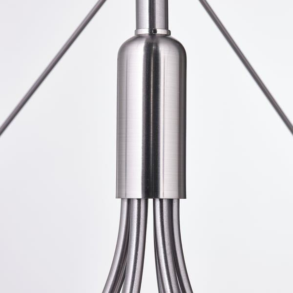 HÅRMÖJA Chandelier, 6-armed, brushed stainless steel, 62 cm