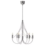 HÅRMÖJA Chandelier, 6-armed, brushed stainless steel, 62 cm