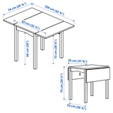 HAUGA Drop-leaf table, grey/birch veneer, 55/82/109x74 cm