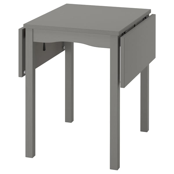 HAUGA Drop-leaf table, grey/birch veneer, 55/82/109x74 cm