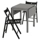 HAUGA / FRÖSVI Table and 2 folding chairs, grey/black, 55x82x109/74 cm