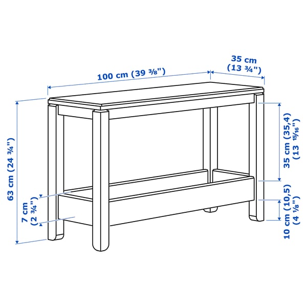 HAVSTA Console table, white, 100x35x63 cm