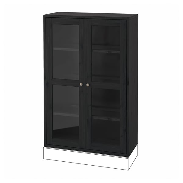 HAVSTA Glass-door cabinet, black, 81x35x123 cm