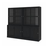HAVSTA Storage comb w sliding glass doors, black, 242x47x212 cm
