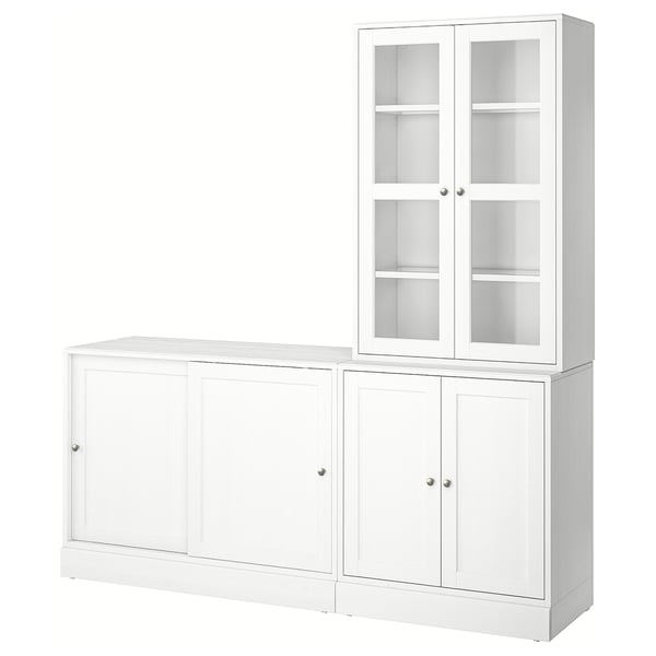 HAVSTA Storage combination w sliding doors, white, 202x47x212 cm