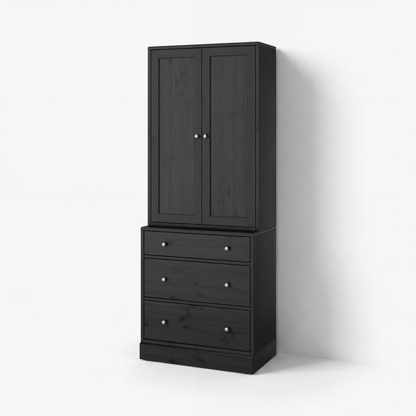 HAVSTA Storage combination with drawers, black, 81x47x212 cm