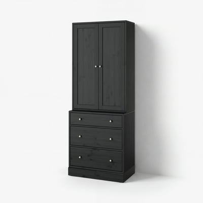 HAVSTA Storage combination with drawers, black, 81x47x212 cm