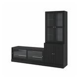 HAVSTA TV storage combination/glass doors, black, 241x47x212 cm