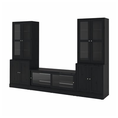 HAVSTA TV storage combination/glass doors, black, 322x47x212 cm