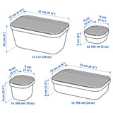 HAVSTOBIS Food container with lid, set of 5, transparent/multicolour
