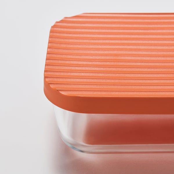 HAVSTOBIS Food container with lid, transparent/multicolour, 700 ml