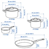 HEMLAGAD 6-piece cookware set, non-stick coating black