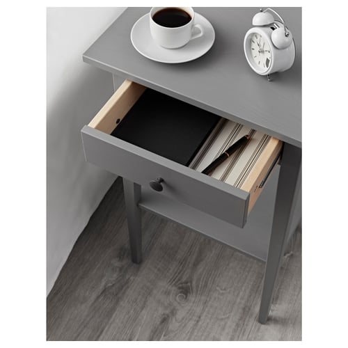 HEMNES bedside table, grey stained, 46x35 cm IKEA