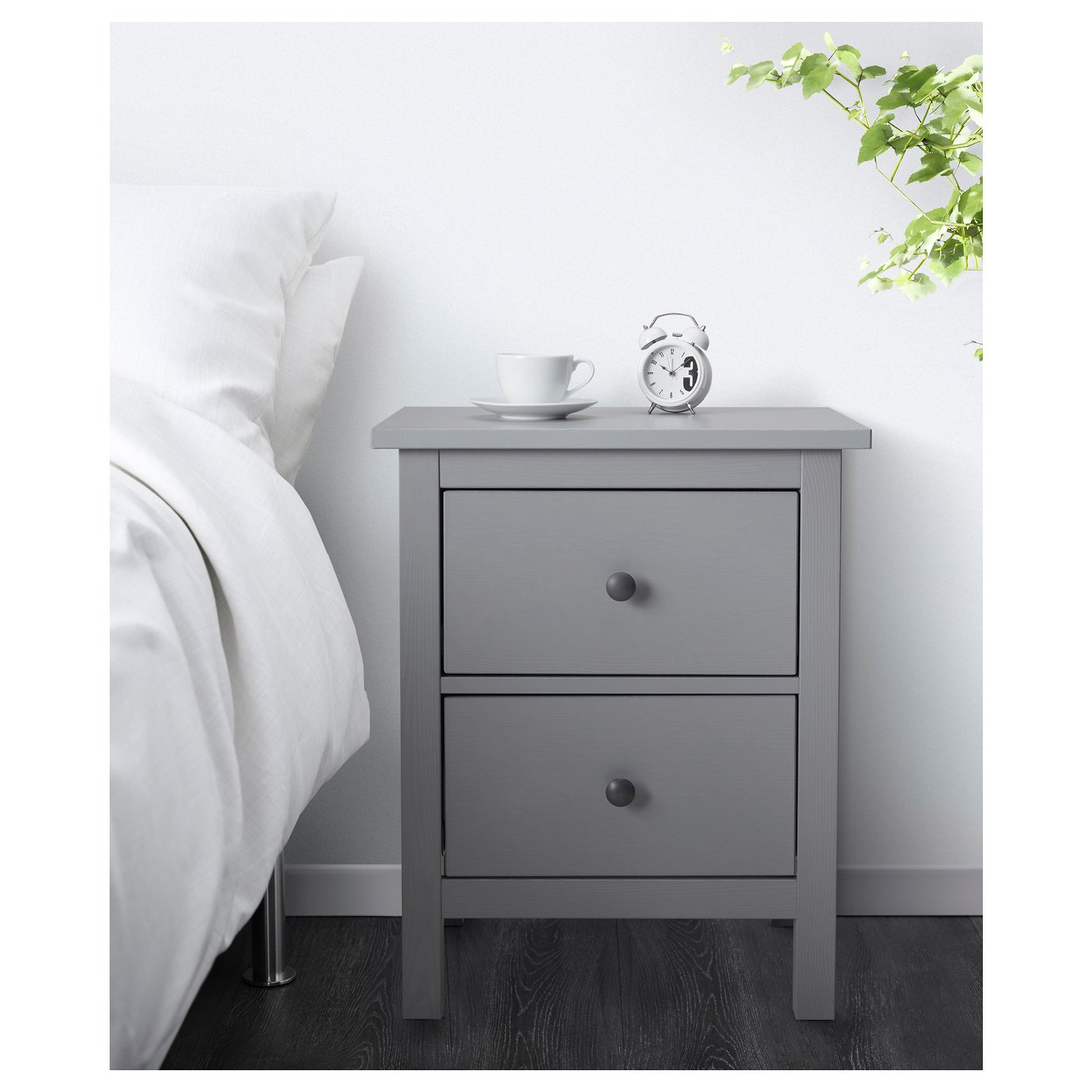 HEMNES Chest of 2 drawers, grey stained, 54x66 cm IKEA