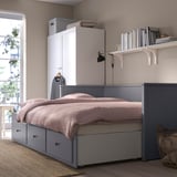 HEMNES Day-bed frame with 3 drawers, grey, 80x200 cm