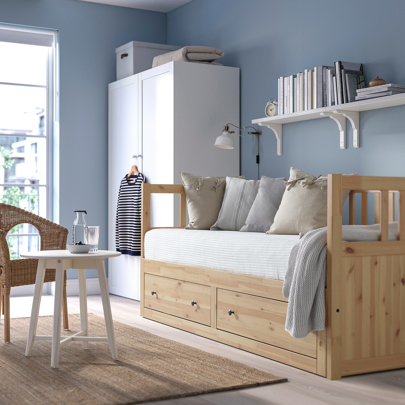 HEMNES Daybed frame with storage, light brown, 80x200 cm IKEA