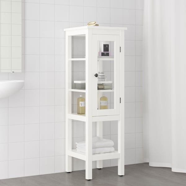 Hemnes خزانة بباب زجاجي مع 3 أدراج صباغ أبيض Ikea