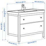 HEMNES / ORRSJÖN Wash-stnd w drawers/wash-basin/tap, white, 102x49x89 cm