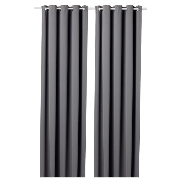 Hilleborg Block Out Curtains 1 Pair Grey Ikea