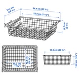 HJÄLPA Wire basket with pull-out rail, white, 60x55 cm
