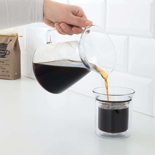 HÖGMODIG Coffee maker for drip coffee, clear glass/stainless steel, 0.6 l