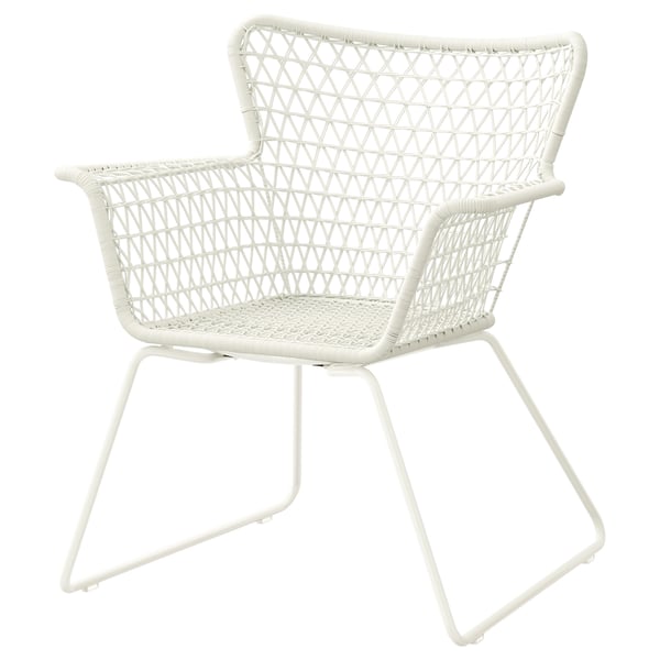 HÖGSTEN Chair with armrests, outdoor, white