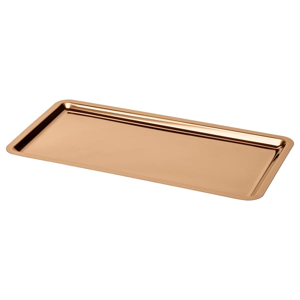 HÖSTAGILLE Candle dish, rose-gold colour, 42x22 cm