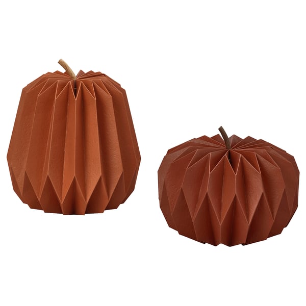 HÖSTAGILLE Decoration pumpkin, set of 2, paper mixed colours
