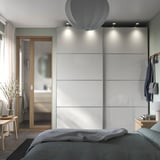 HOKKSUND 4 panels for sliding door frame, high-gloss light grey, 100x236 cm