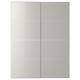 Option: HOKKSUND Pair of sliding doors, high-gloss light grey, 150x201 cm