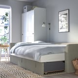 HOLMSUND Corner sofa-bed, Borgunda beige