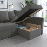 HOLMSUND Corner sofa-bed, Borgunda dark grey