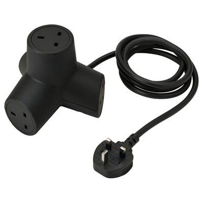 HORNFELS Extension cord, dark grey, 1.8 m