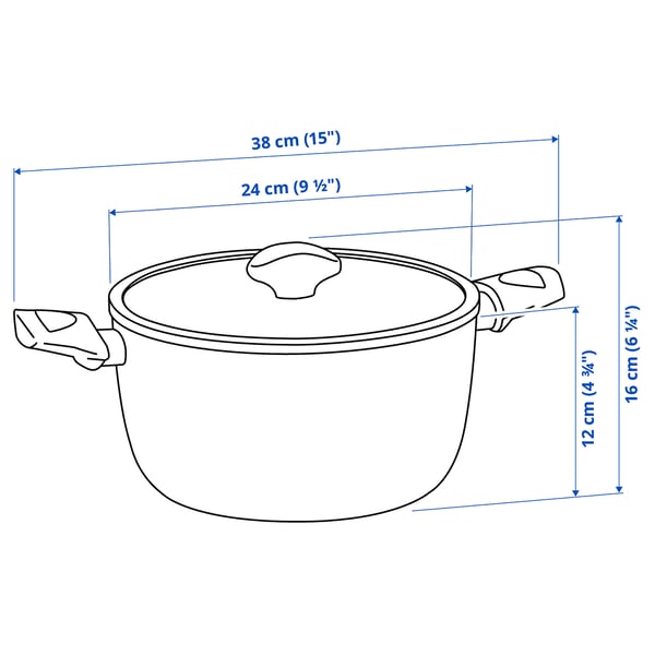 HUSKNUT Pot with lid, non-stick coating black, 4.7 l