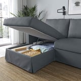 HYLTARP 3-seat sofa w chaise longue, left, Gransel grey