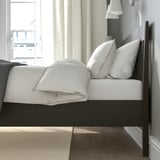 IDANÄS Bed frame, dark brown/Lindbåden, 160x200 cm