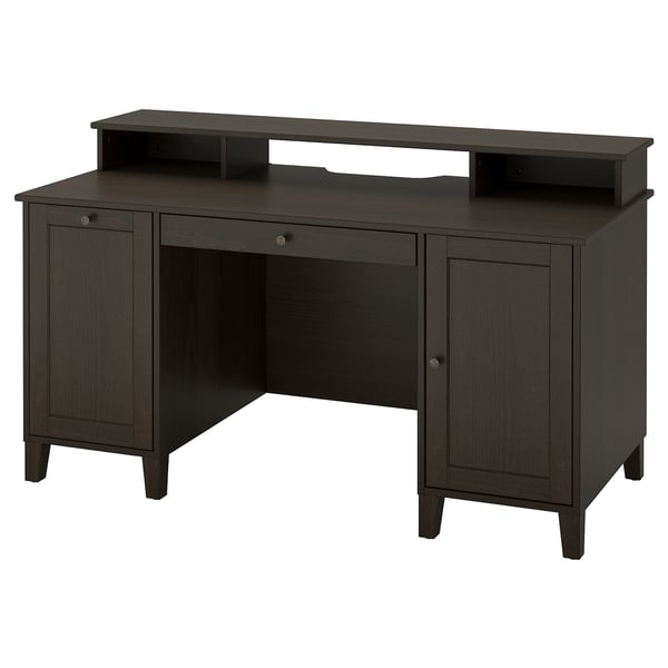 IDANÄS Desk with add-on unit, brown