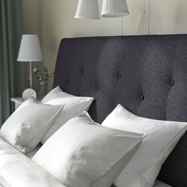 IDANÄS Upholstered storage bed, Gunnared dark grey, 180x200 cm