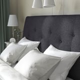 IDANÄS Upholstered storage bed, Gunnared dark grey, 180x200 cm