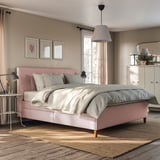 IDANÄS Upholstered storage bed, Gunnared pale pink, 180x200 cm