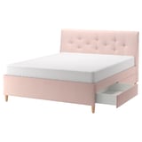 IDANÄS Upholstered storage bed, Gunnared pale pink, 180x200 cm