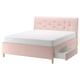 IDANÄS Upholstered storage bed, Gunnared pale pink, 180x200 cm