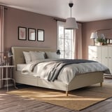 IDANÄS Upholstered storage bed, Naggen beige, 180x200 cm