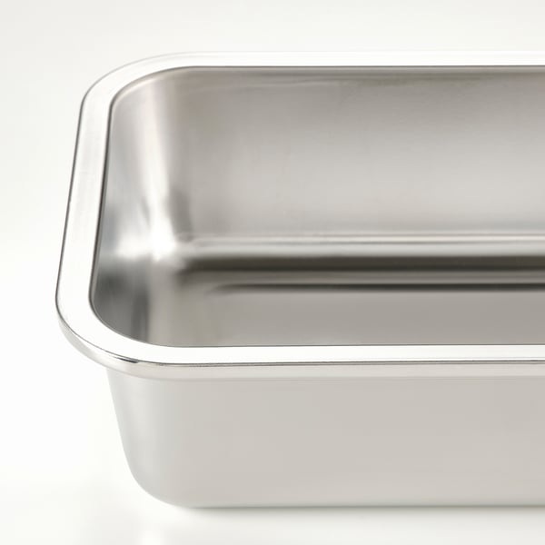 IKEA 365+ Food container with lid, large rectangular/stainless steel bamboo, 3 l