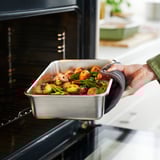 IKEA 365+ Food container with lid, large rectangular/stainless steel bamboo, 3 l